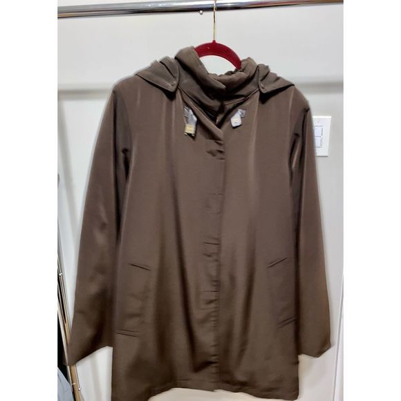 Dana Buchman Small Choco Brown Leopard Print Lined Insulated Microfiber Coat EUC - Picture 4 of 10